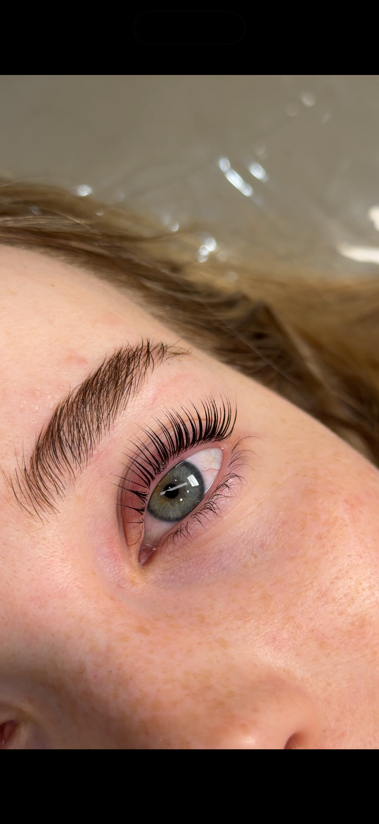 Lifted lashes, close up result from Ocia Beauty Co